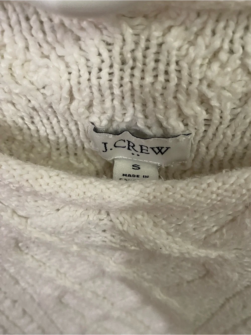 J. Crew Ivory Cable Knit Crewneck Sweater